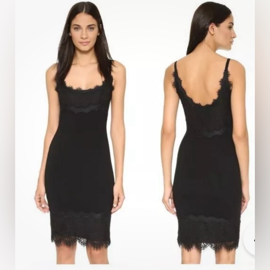Nwt Diane Von Furstenberg Olivette Black Wool Silk Lace Sleeveless Dress